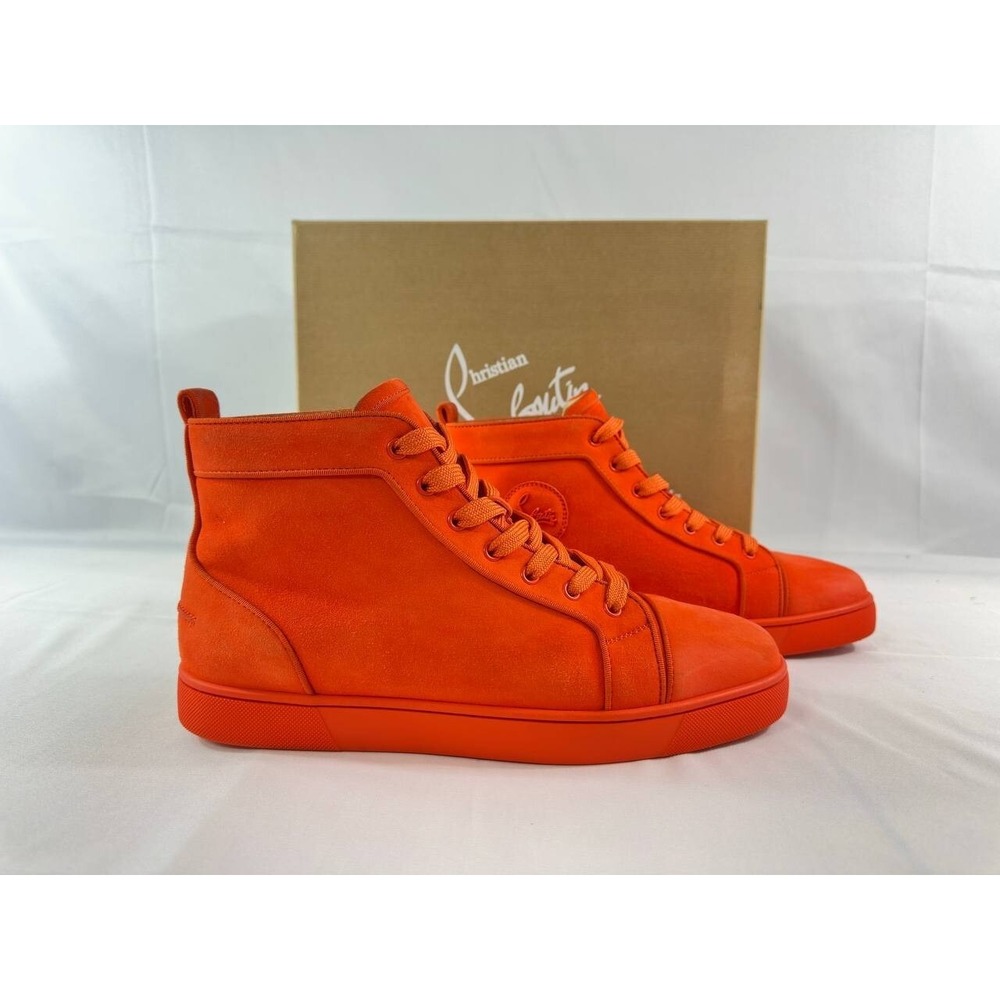 Christian Louboutin Louis Orlato Flat Sneakers Orange Suede Size 44 US 11
